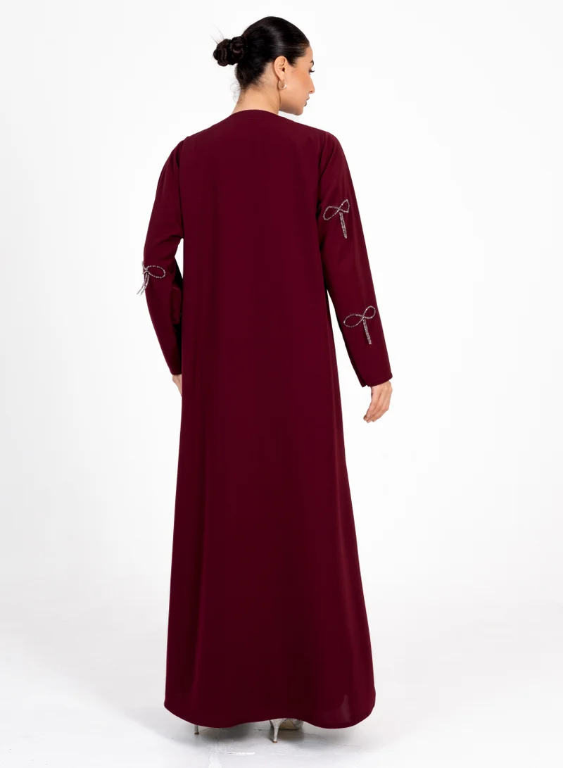Rosette Abaya Abaya With Fionka Embroidery with long sleeves