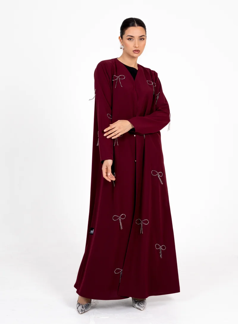Rosette Abaya Abaya With Fionka Embroidery with long sleeves