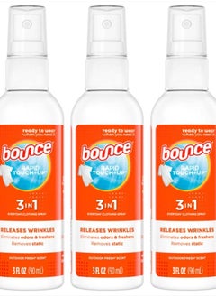 Bounce Anti Static Spray, 3 in 1 Instant Anti Static Spray & Instant Wrinkle Release, Odor Eliminator & Fabric Refresher, Travel Size (3 Oz,Pack of 3)  - Image 1