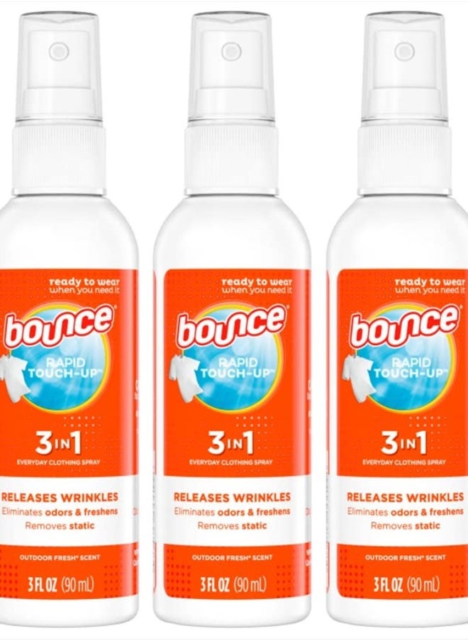 Bounce - Anti Static Spray, 3 in 1 Instant Anti Static Spray & Instant Wrinkle Release, Odor Eliminator & Fabric Refresher, Travel Size (3 Oz,Pack of 3) - Image 1