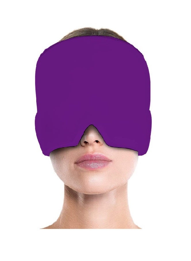Generic Migraine Relief Hat Ice Head Wrap Headache Relief Cap for Puffy Eyes Tension Sinus Stress Relief Double layer Purple  - Image 1