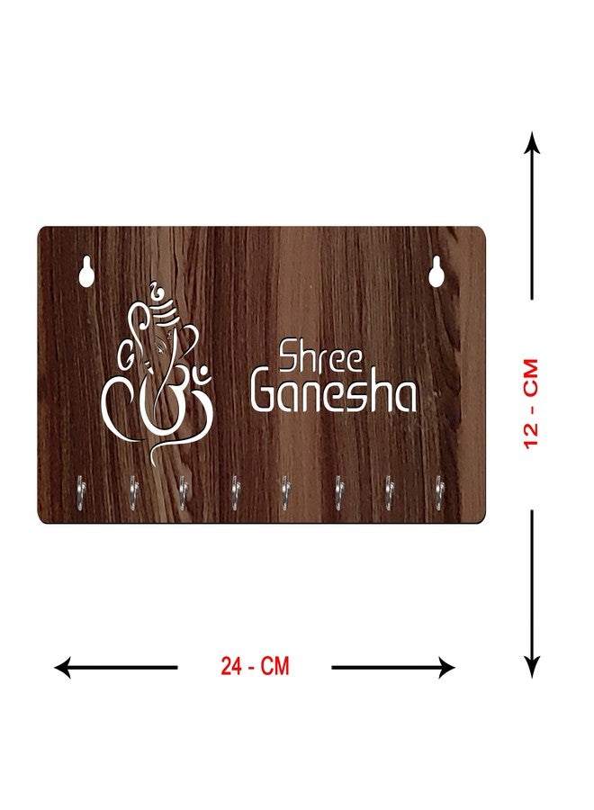 Freny Exim Shree Ganesh Wooden Key Holder with Face Mask Hanging with 8 Hook - Brown 020 - Image 5