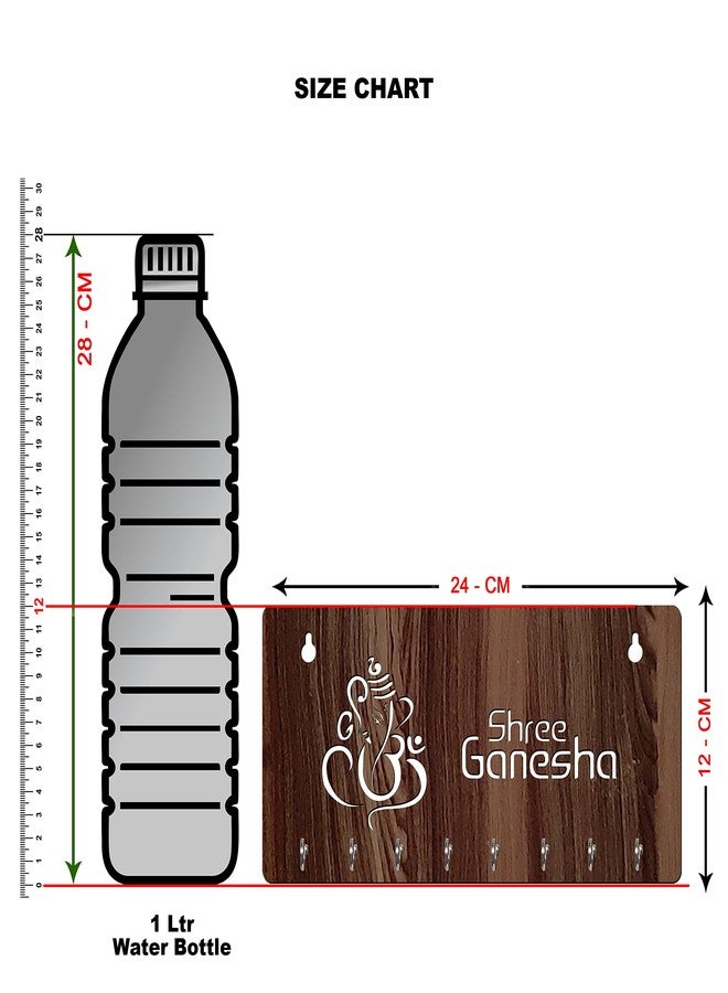 Freny Exim Shree Ganesh Wooden Key Holder with Face Mask Hanging with 8 Hook - Brown 020 - Image 3