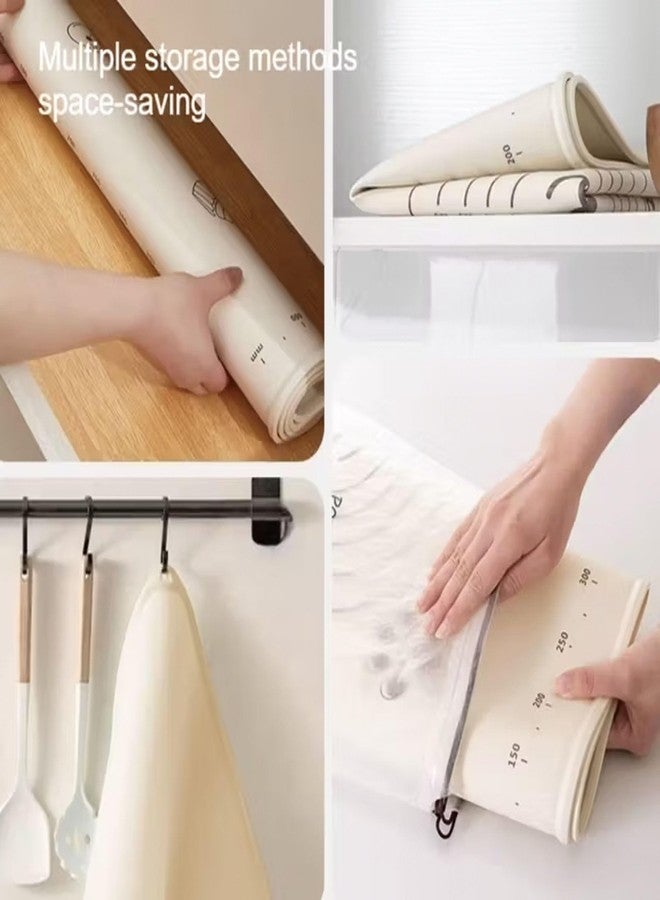 PureBake حصيرة خبز سيليكون كبيرة من بيوربيك، 50×40 سم، سميكة للغاية، غير لاصقة ومضادة للانزلاق، مزودة بحواف قياس، ارتفاع إضافي، خالية من مادة BPA، مثالية للبيتزا، الكوكيز، الفطائر، ومدّ العجين - بيج - Image 4