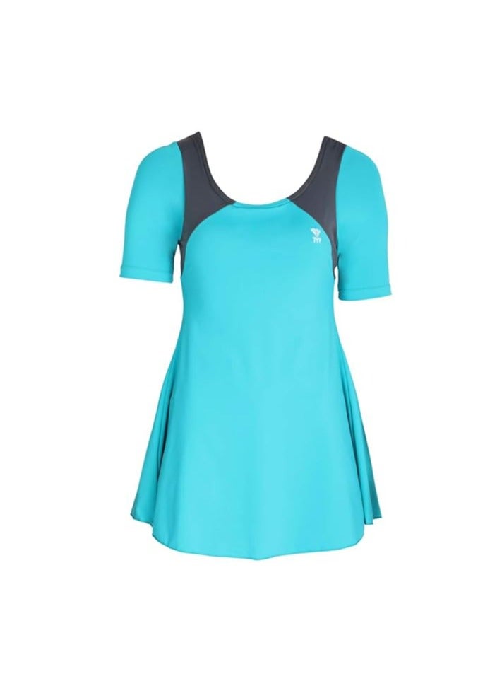 TYR Nylon Eco Solid Women Frocksuit with Half Sleeves |Size : Xlarge - 38 |Material: Nylon | Adult | Swimming Costume - Image 1