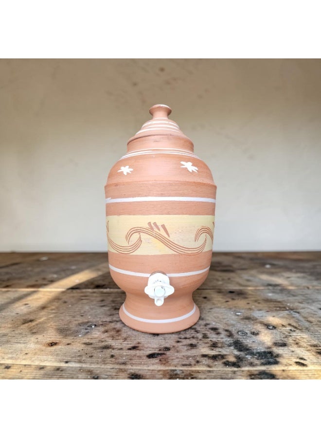 color zone pottery A 10-liter earthenware jar with a uniquely colored tap – handmade from natural clay - Image 1