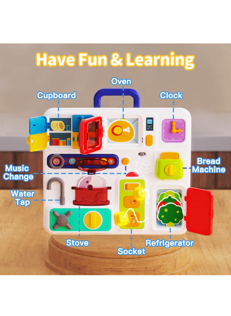 SYOSI Busy Board for Toddlers 1-3 2-4 Travel Toys Light Up Musical Baby Toys 12-18 Months Toddler Toys Age 1-2 2-4 Children Sensory Toys Montessori Fine Motor Skills Toys for 1 Year Old Boy Girl - Image 2