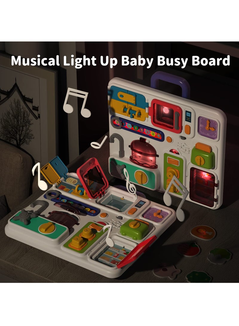 SYOSI Busy Board for Toddlers 1-3 2-4 Travel Toys Light Up Musical Baby Toys 12-18 Months Toddler Toys Age 1-2 2-4 Children Sensory Toys Montessori Fine Motor Skills Toys for 1 Year Old Boy Girl - Image 4