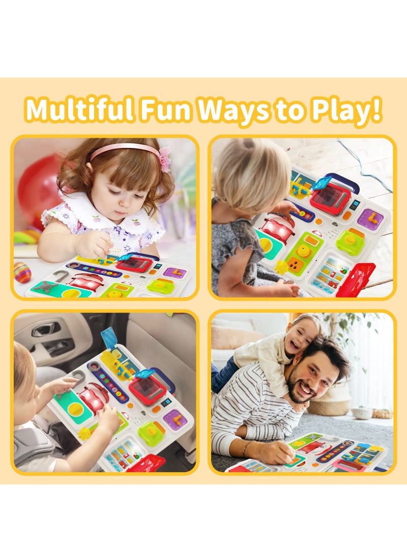 SYOSI Busy Board for Toddlers 1-3 2-4 Travel Toys Light Up Musical Baby Toys 12-18 Months Toddler Toys Age 1-2 2-4 Children Sensory Toys Montessori Fine Motor Skills Toys for 1 Year Old Boy Girl - Image 3