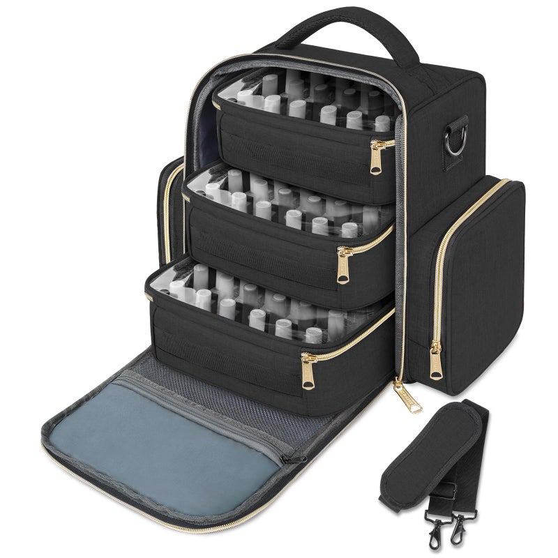 YOREPEK Nail Polish Organizer Holds Up to 72 Bottles (15ml-0.5 fl.oz) Nail Polish Carrying Case with 3 Removable Pouches and 4 Zippered Pockets for Manicure Tools, Supplies, Nail Lamp, Gifts for Women - Image 1