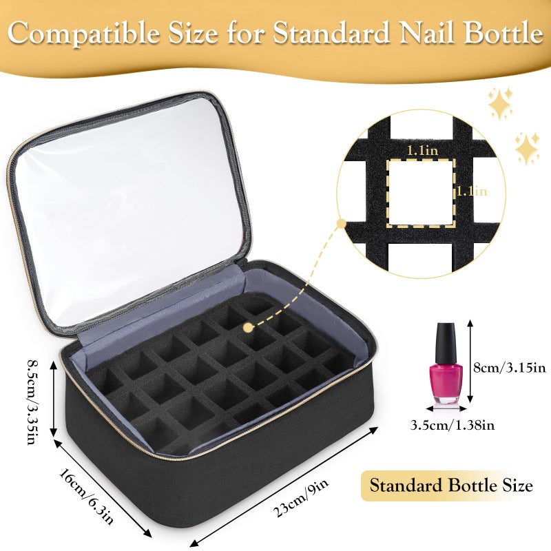 YOREPEK Nail Polish Organizer Holds Up to 72 Bottles (15ml-0.5 fl.oz) Nail Polish Carrying Case with 3 Removable Pouches and 4 Zippered Pockets for Manicure Tools, Supplies, Nail Lamp, Gifts for Women - Image 4
