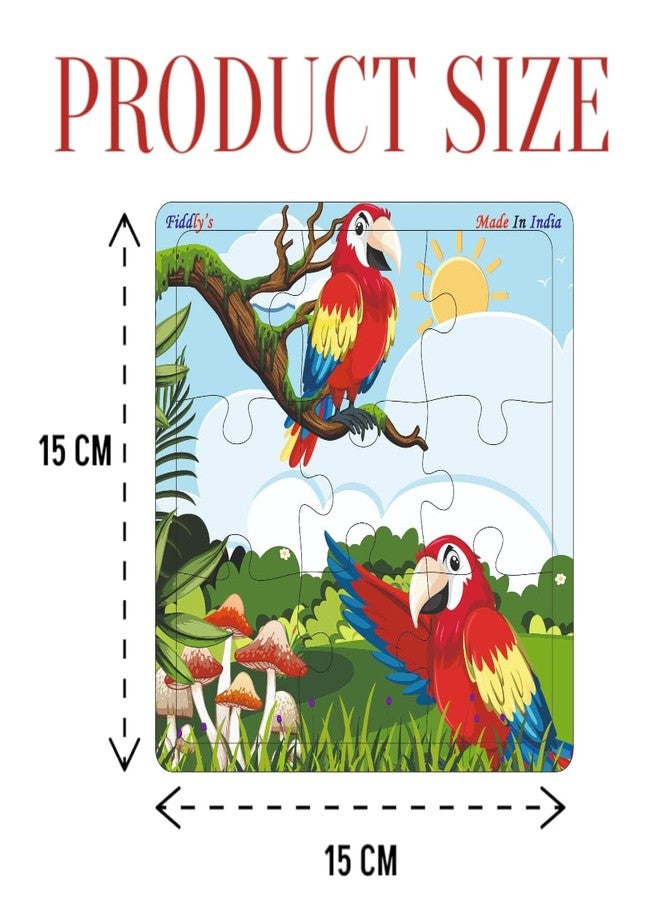 Fiddlys Wooden Jigsaw Puzzles for Kids & Children – 9 Pieces Each, Pack of 6|Double Layered Front & Back Print| Educational Toy for Boys & Girls Age 2 3 4 5 6 Year Old (Birds, Bear & Bee's) - Image 2
