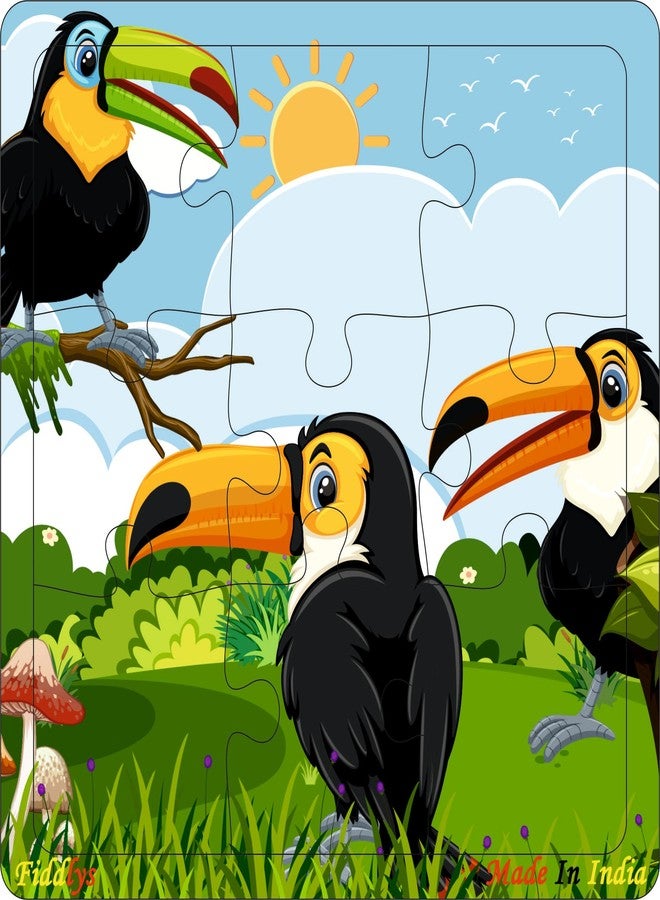 Fiddlys Wooden Jigsaw Puzzles for Kids & Children – 9 Pieces Each, Pack of 6|Double Layered Front & Back Print| Educational Toy for Boys & Girls Age 2 3 4 5 6 Year Old (Birds, Bear & Bee's) - Image 4