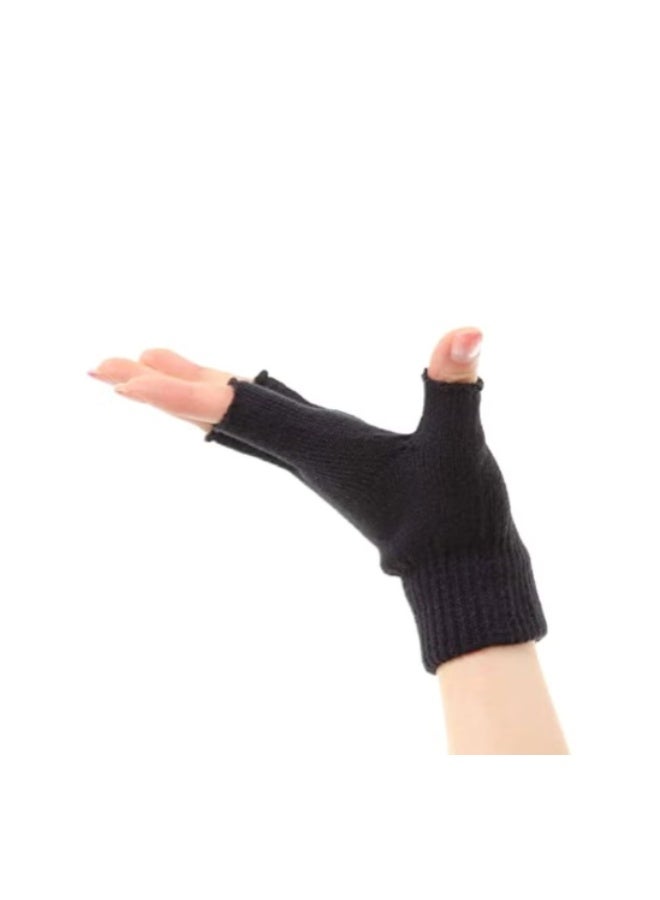 Half Finger Wool Gloves Winter Mobile Use Gloves Warm Breathable Knitted Gloves for Men and Women - Image 3