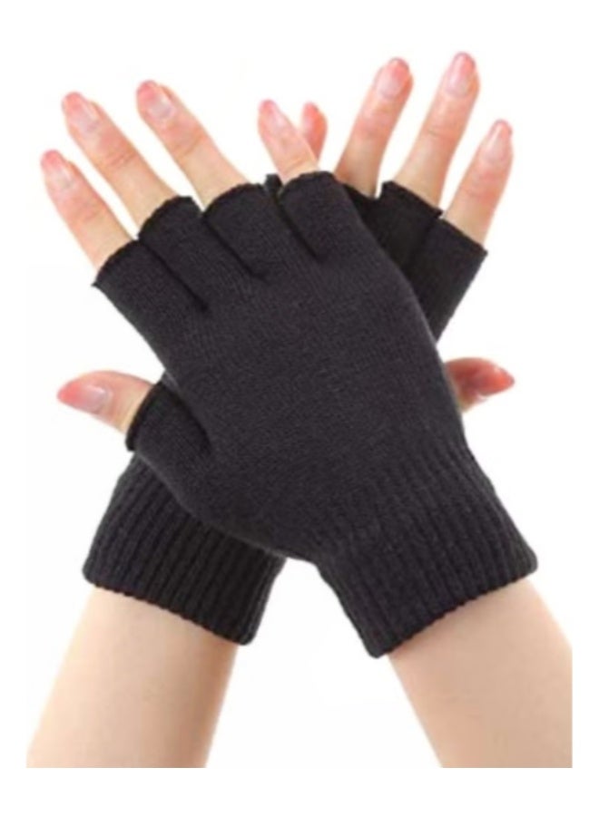 Half Finger Wool Gloves Winter Mobile Use Gloves Warm Breathable Knitted Gloves for Men and Women - Image 2