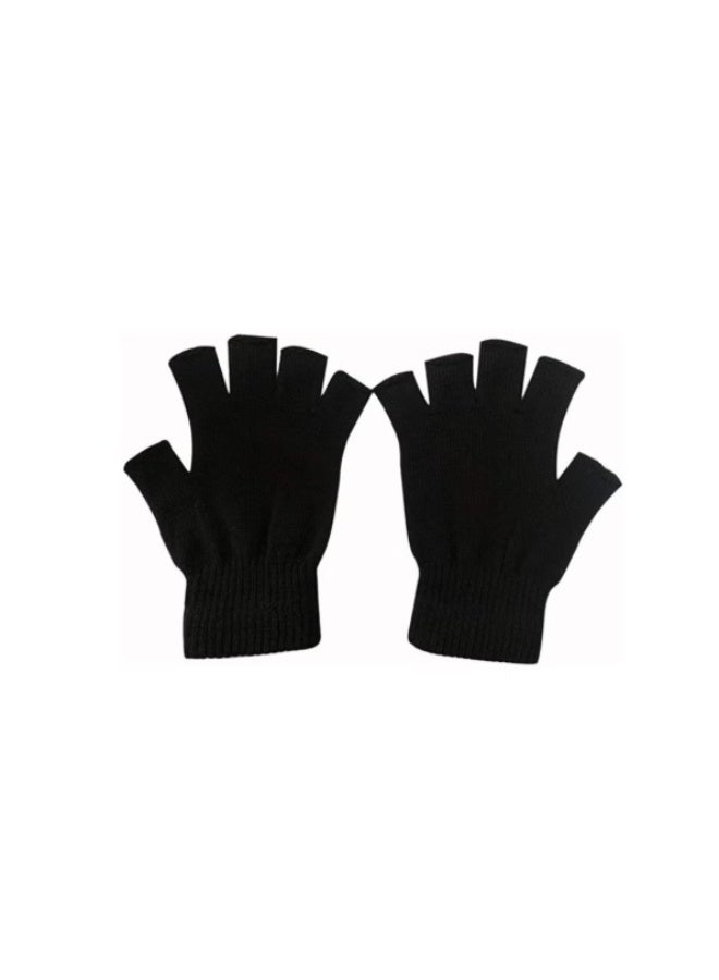 Half Finger Wool Gloves Winter Mobile Use Gloves Warm Breathable Knitted Gloves for Men and Women - Image 1