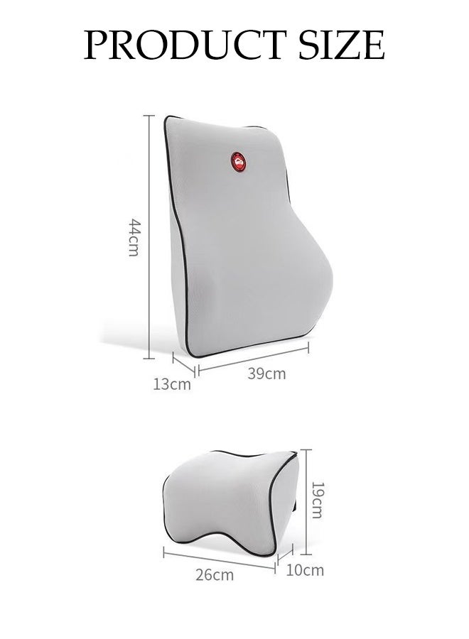 وسادة دعم الرأس والظهر للسيارة، وسادة دعم الرقبة من الذاكرة، وسادة دعم الظهر لمقعد السيارة، صديقة للبشرة وقابلة للتنفس، قوية ومتينة، تخفف من آلام الظهر وعصب السياتيك وعظمة الذيل، للاستخدام في السيارة أو كرسي المكتب أو المنزل - Image 2
