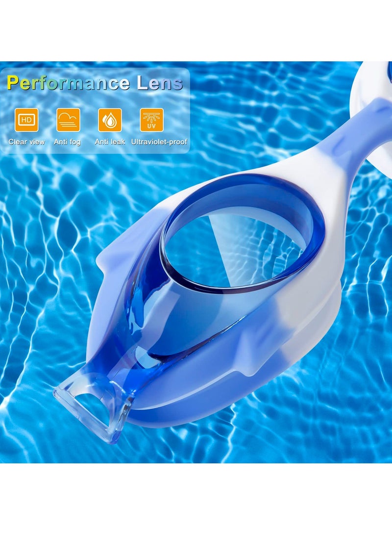 KASTWAVE Swimming Goggles for Kid, 2 Pcs Soft Silicone Anti Fog Clear Swim Goggle with Adjustable Head Strap & Wide View, No Leaking UV Protection Lenses for 3-15 Years Old Girls Boys Children - Image 2