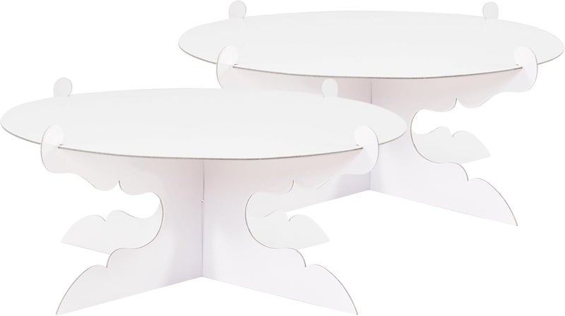 ROSYJUNE 2pcs 12 inch One Tier Cardboard Cake Stands for Party, White Cupcake Stands for Birthday Wedding DIY Dessert Decoration - Image 1