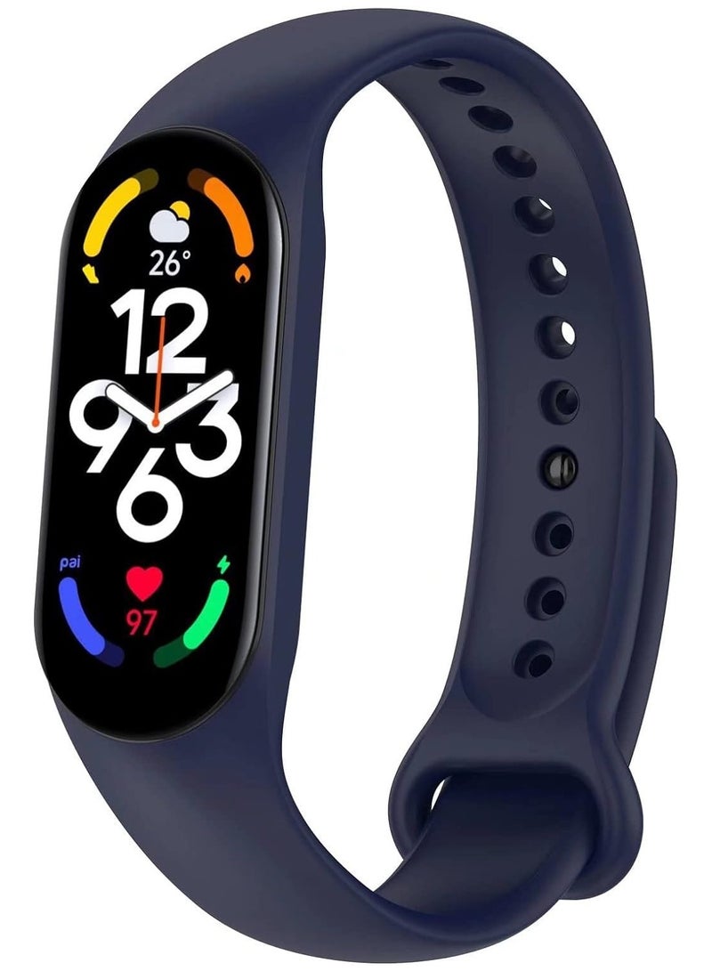 ten.tech Tentech Strap Silicone Band For Xiaomi Mi Band 7/6 / 5 Breathable Strap Replacement For M5 M6 M7 Bracelet For Xiaomi MiBand 7 6 5 Smart Watch - dark blue - Image 1
