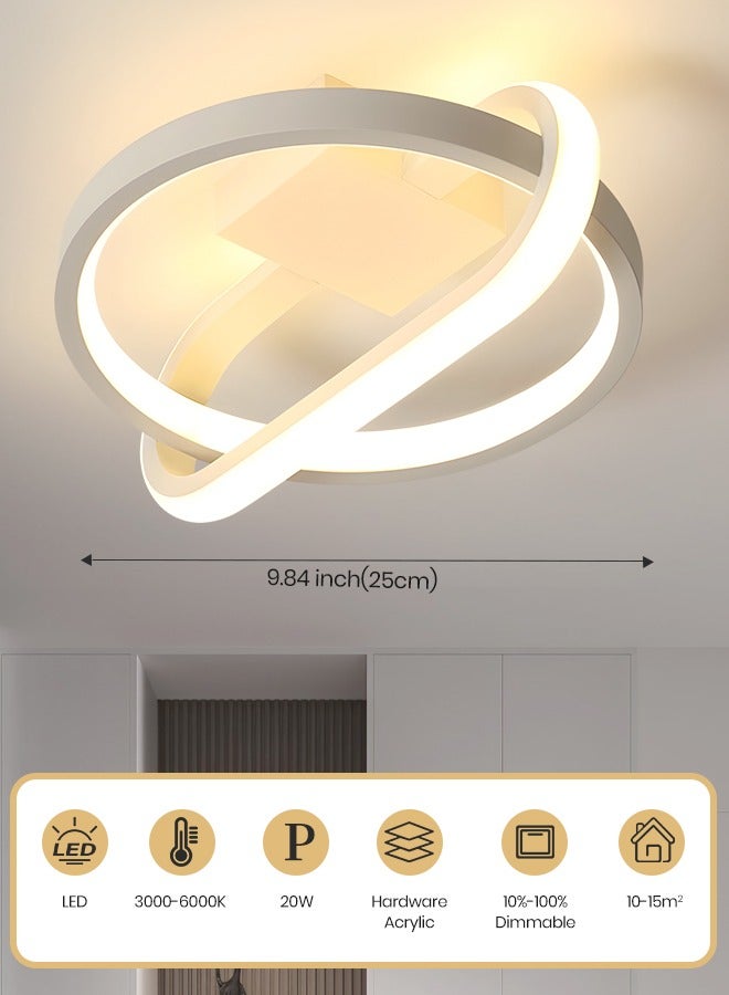 YATAI LIGHTING Modern LED Ceiling Light and Wall Lamp, 20W LED light Fixture, Flush Mount LED light, 3-Color Dimmable, White Aluminum & Acrylic, Ideal for Bedroom, Living Room, Dining Room - Image 3