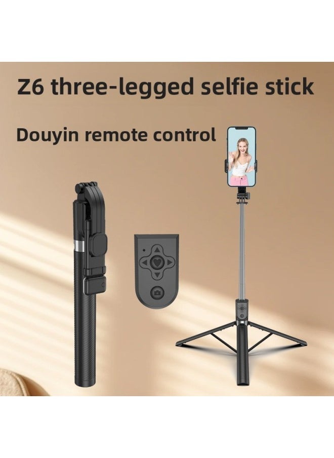 Z6S Selfie Stick 1.6 M Lasting Mobile Phone Bracket Shake Voice Live Floor Tripod Light Retractable-Color:Z6S Conventional 1.64M Single Lamp Black - Image 2