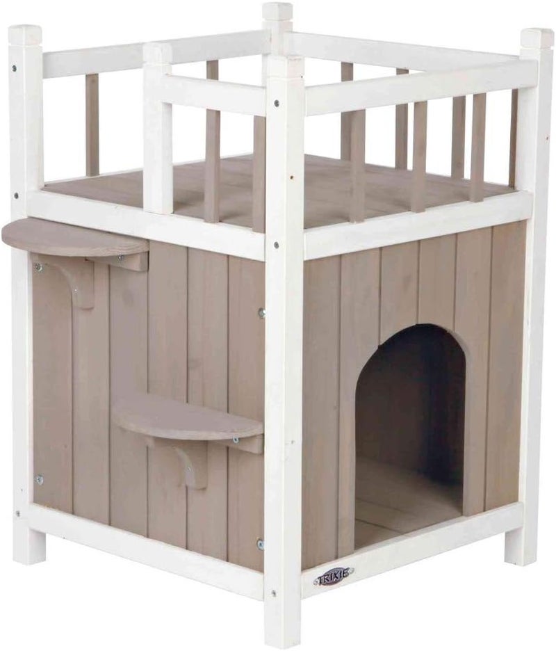 TRIXIE Cat Home with Balcony Elevated Cat House Weatherproof Shelter Ideal for Cats and Small Dogs 175 x 175 x 255 in - Image 2
