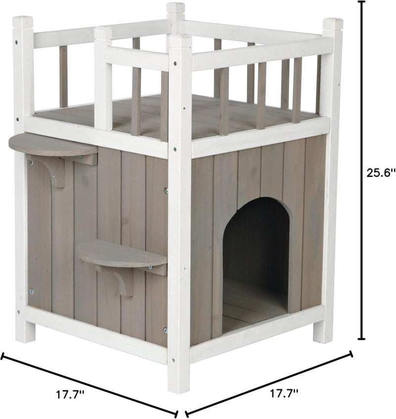 TRIXIE Cat Home with Balcony Elevated Cat House Weatherproof Shelter Ideal for Cats and Small Dogs 175 x 175 x 255 in - Image 4