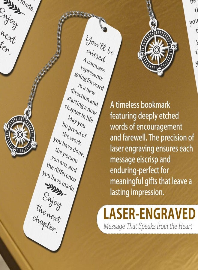 TI-EDC Coworker Leaving Gifts for Women,Farewell Going Away Goodbye Gifts for Coworker Friends Her Nurse Boss Teacher Employee Compass Bookmark You Will Be Missed Retirement Gifts for Women - Image 2
