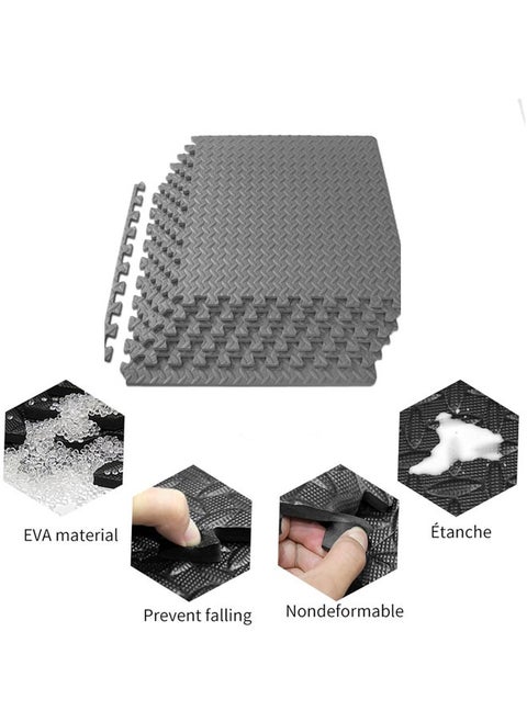 Yoga Mat Exercise Mat- Gym Interlocking EVA Foam Floor Mat Tiles 30 x 30 x 1.2cm | Protective Flooring Workout Exercise Mat Puzzle Cushion with Borders For Kids Playing (Grey)