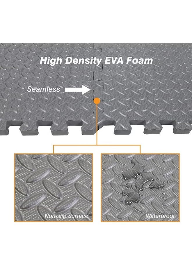 HQ-GAMING - Yoga Mat Exercise Mat- Gym Interlocking EVA Foam Floor Mat Tiles 30 x 30 x 1.2cm | Protective Flooring Workout Exercise Mat Puzzle Cushion with Borders For Kids Playing (Grey) - Image 1