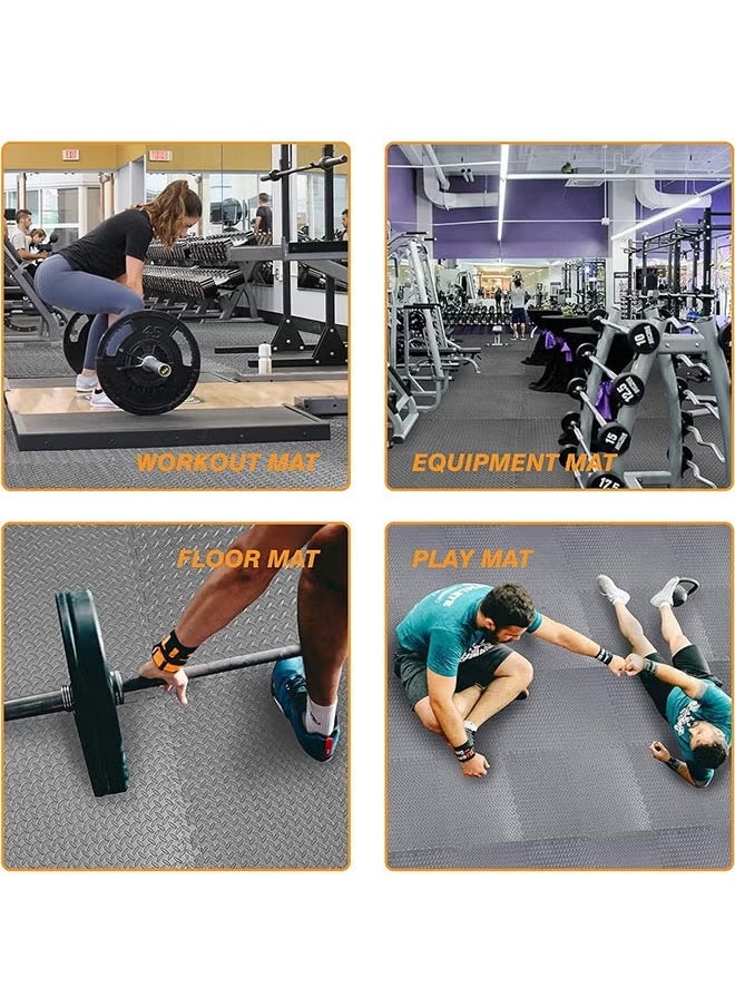 HQ-GAMING - Yoga Mat Exercise Mat- Gym Interlocking EVA Foam Floor Mat Tiles 30 x 30 x 1.2cm | Protective Flooring Workout Exercise Mat Puzzle Cushion with Borders For Kids Playing (Grey) - Image 1