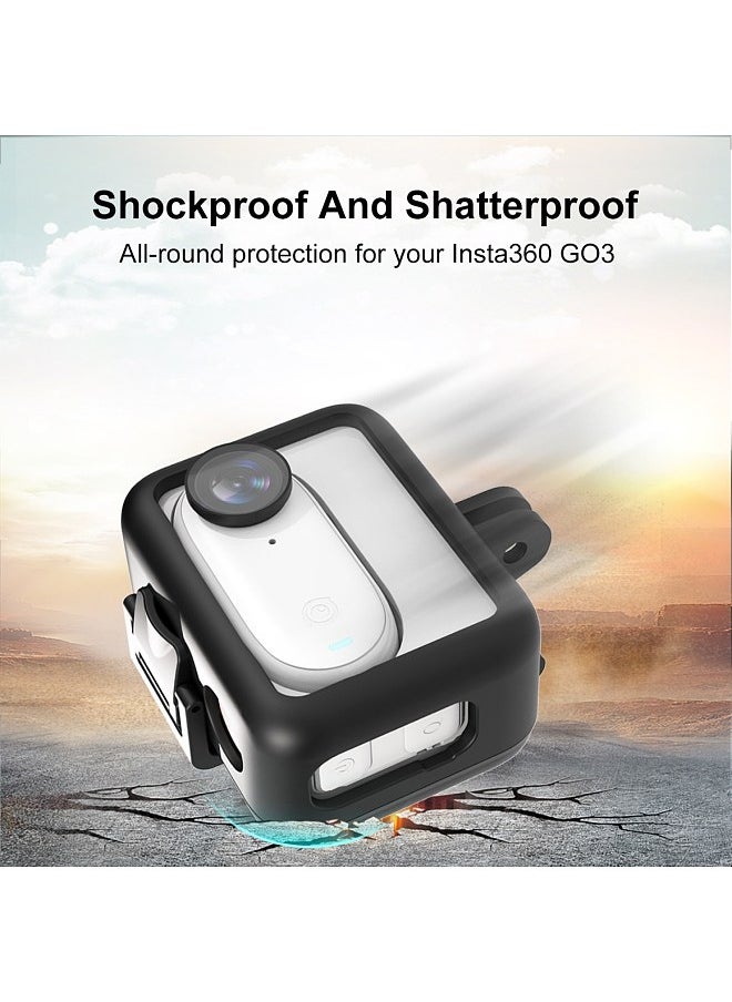 PULUZ - PULUZ PU866B Sports Camera Protective Frame Protective Case Housing Shockproof Replacement for Insta360 GO 3 Mini Protection Accessories ABS Camera Shell Protector with Base Bracket - Image 1
