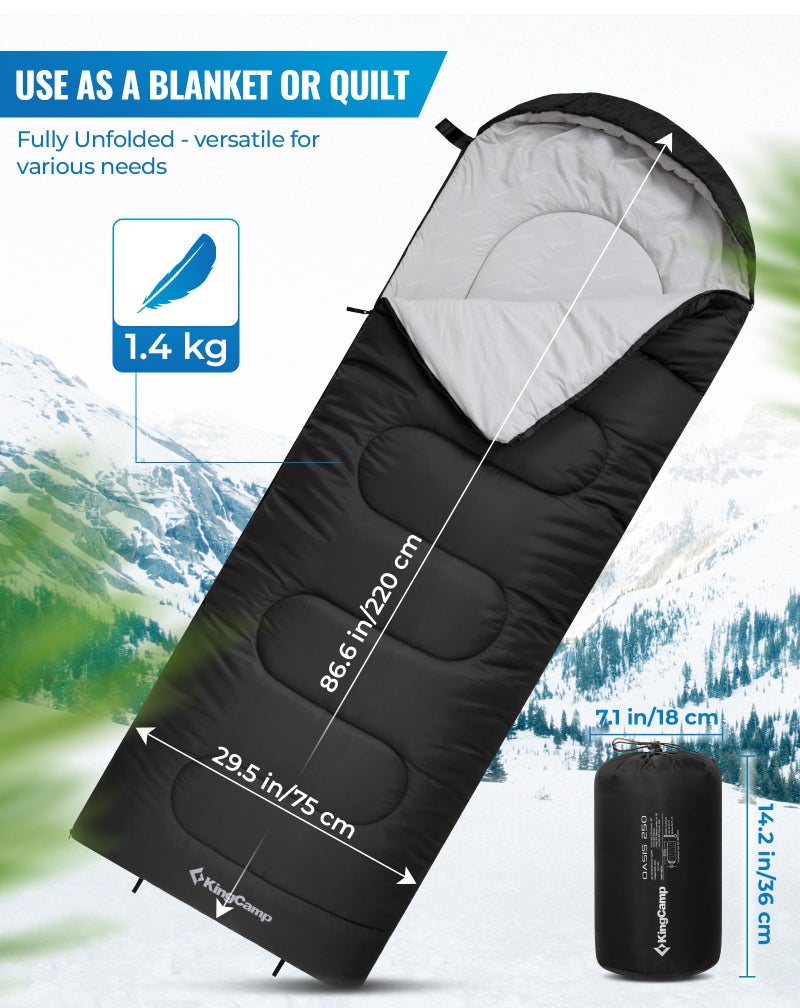 KingCamp Sleeping Bag 3 Season- Lightweight Waterproof Camping Sleeping Bags Indoor & Outdoor Use for Adults for Camping with Compression Sack - Image 2