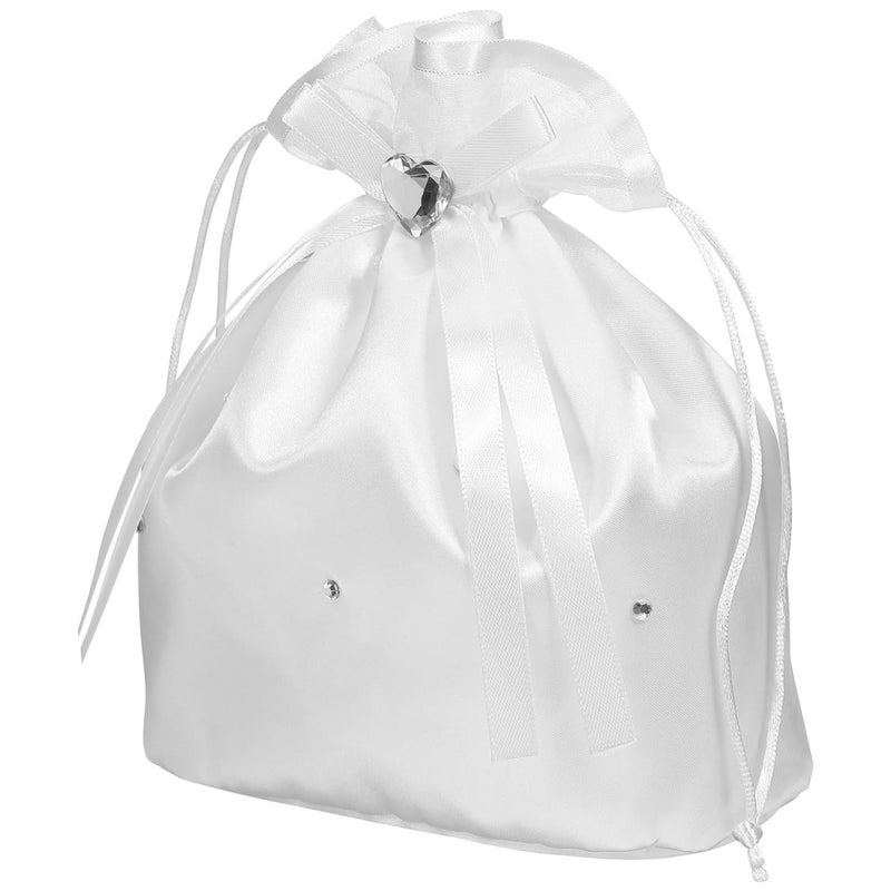 Bridesmaid Clutch Bag White Satin Beaded Rhinestone Wedding Purse For Bride And Flower Girl - Image 2