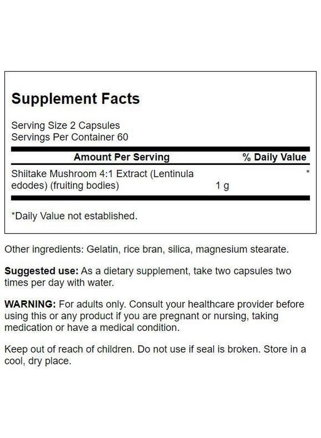 Swanson Shiitake Mushroom Extract (4:1) 500 Milligrams 120 Capsules - Image 2