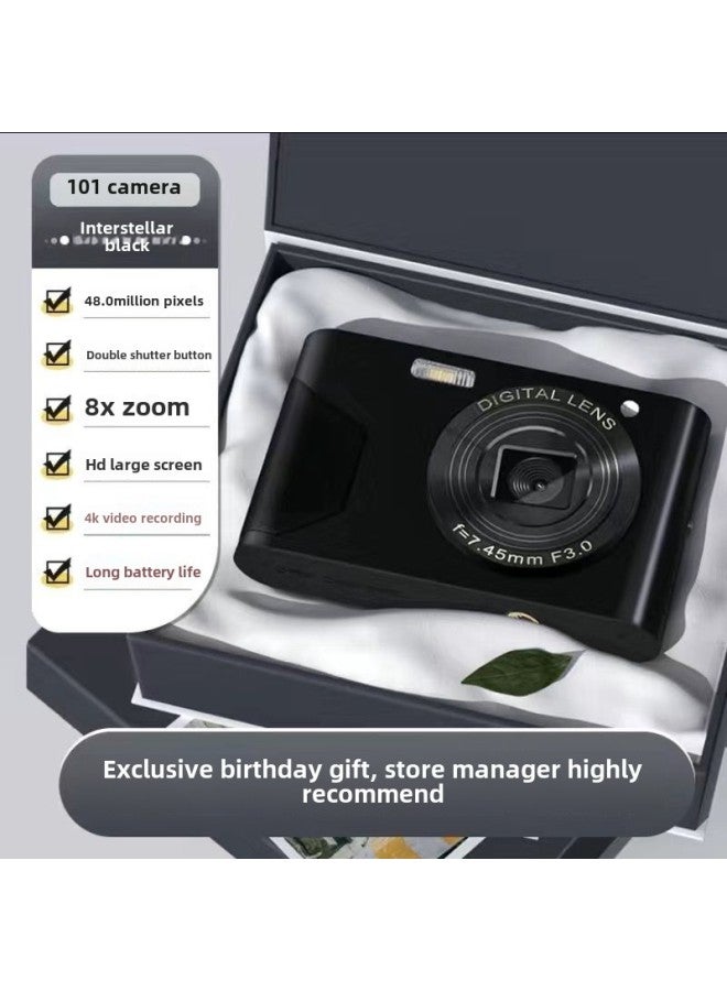 Generic Su Is In The Same Ccd Camera 4800W Entry-level HD Retro Digital CCD Camera Ultra-clear Video Campus-Body Color:Elegant + Black* (brings Own Filter)-package Three  - Image 1