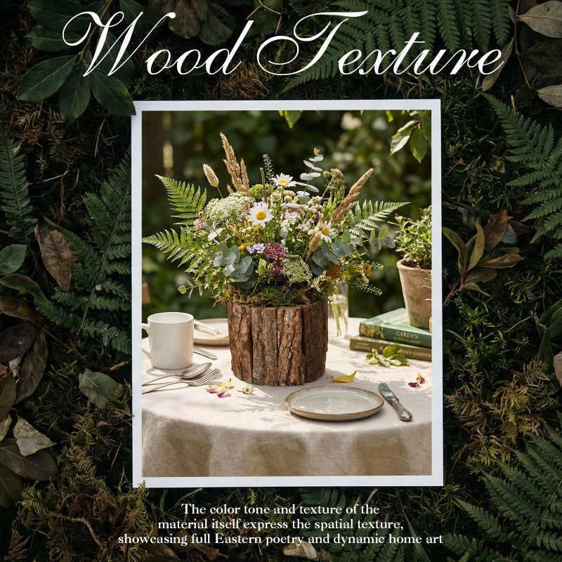 RimCereal 6 Set Wooden Vase for Centerpieces Wooden Flower Vase with Flower Mud Rustic Bark Stump Buckets Vintage Wood Planter Pots for Woodland Party Wedding Window Home Farmhouse Table Decor - Image 4