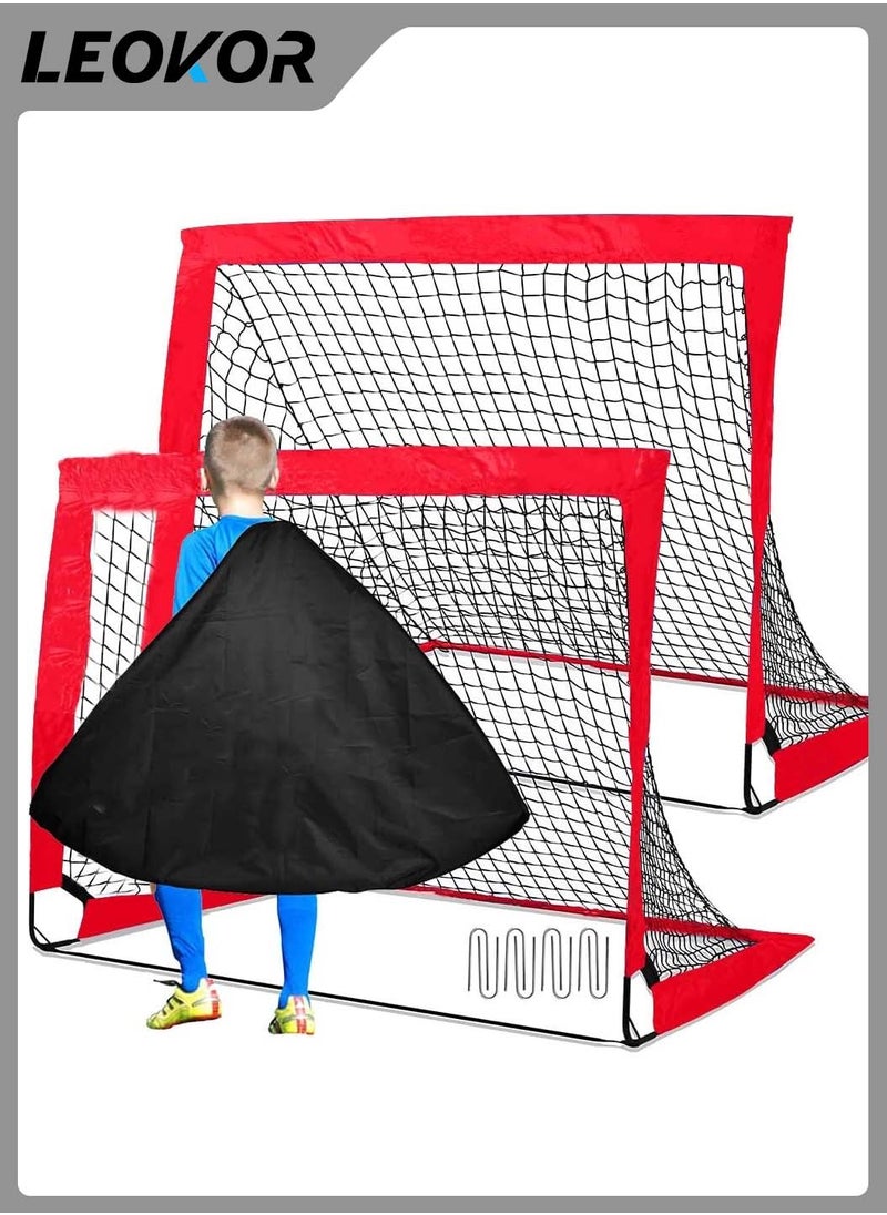 LEOKOR - Portable Football Goal,Set of 2 Pop Up Training Soccer Goals Net Set,Foldable with Carry Bag,Suitable for Toddler Youth Adults - Image 1