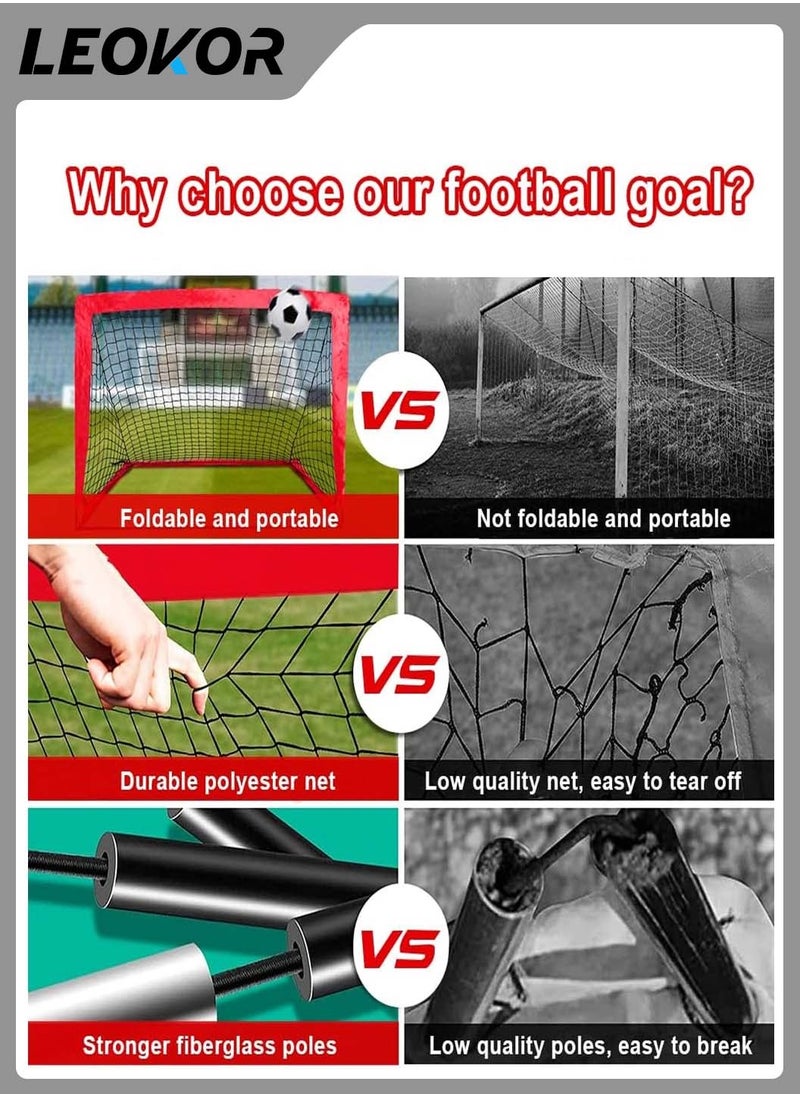 LEOKOR - Portable Football Goal,Set of 2 Pop Up Training Soccer Goals Net Set,Foldable with Carry Bag,Suitable for Toddler Youth Adults - Image 1