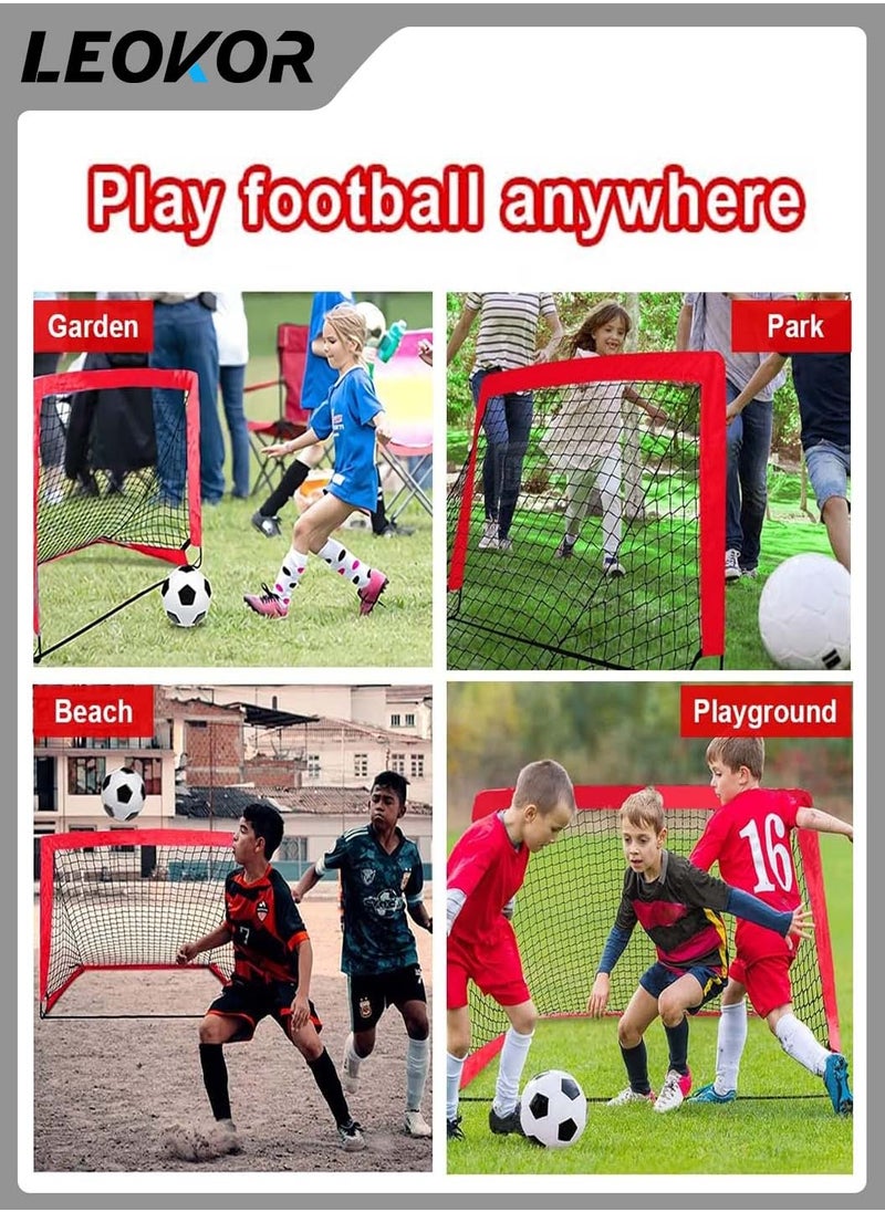 LEOKOR - Portable Football Goal,Set of 2 Pop Up Training Soccer Goals Net Set,Foldable with Carry Bag,Suitable for Toddler Youth Adults - Image 1