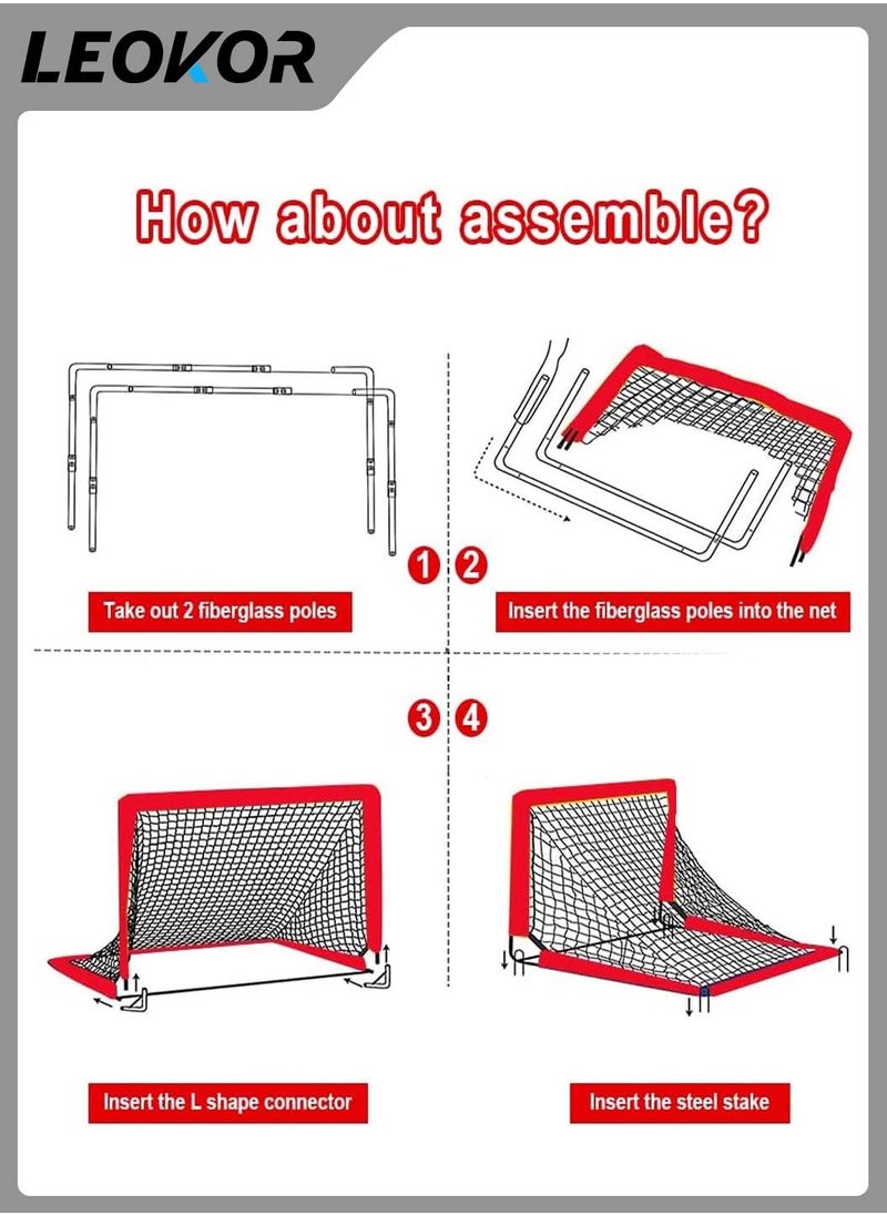 LEOKOR - Portable Football Goal,Set of 2 Pop Up Training Soccer Goals Net Set,Foldable with Carry Bag,Suitable for Toddler Youth Adults - Image 1