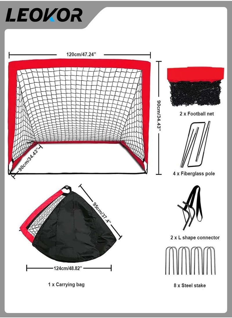 LEOKOR - Portable Football Goal,Set of 2 Pop Up Training Soccer Goals Net Set,Foldable with Carry Bag,Suitable for Toddler Youth Adults - Image 1