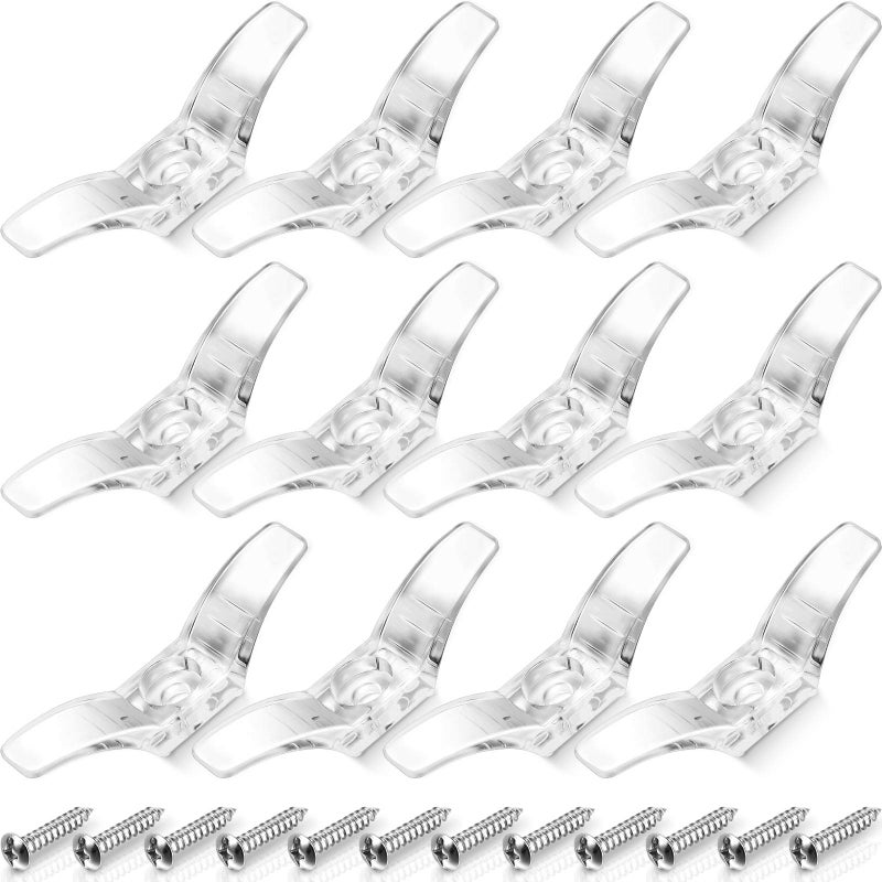 Jetec Jetec 12 Sets Window Blind Cord Cleats Safety Cord Cleats for Blinds with Screws Plastic Transparent for Home Office Window Curtains Sun Shades Ropes 