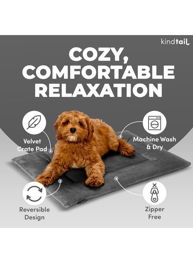 KindTail Dog Crate Pad, Soft Velvet, Reversible Dog Bed Mat, Machine Washable Dog Bed, Kennel Pad for Dogs and Cats, Dog Crate Mattress Pad for Cozy Sleeping, Small, Pink - Image 2