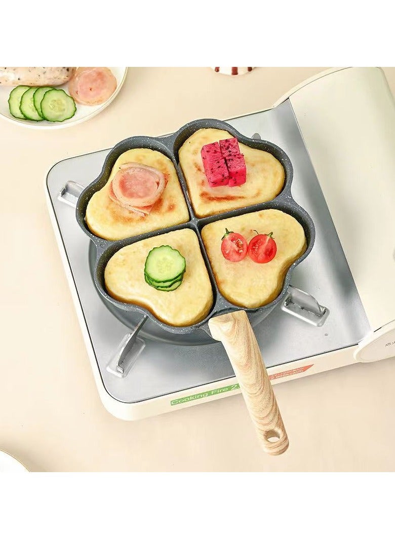 عام **مقلاة مقسمة بتصميم القلب - تسخين متساوي مع مقبض معلق، غير لاصقة لطهي أنواع مختلفة من الطعام** - Image 2