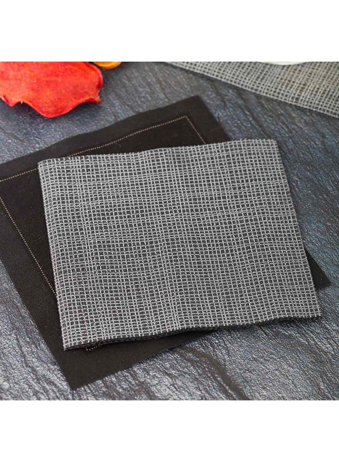 Restaurantware Paper Cocktail Napkins, 2 Ply Napkins, Disposable Beverage Napkins - Black with White Threads - 8" x 8" - Luxnap Micropoint - 4800ct Box  - Image 3