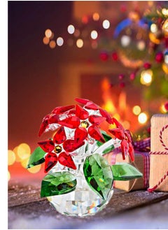 RARELY Crystal 6 Red Heads flower Handicraft Ornament Decorative Gift  - Image 4