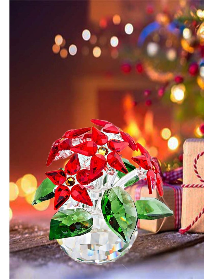 RARELY Crystal 6 Red Heads flower Handicraft Ornament Decorative Gift - Image 4