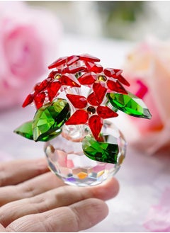 RARELY Crystal 6 Red Heads flower Handicraft Ornament Decorative Gift  - Image 3